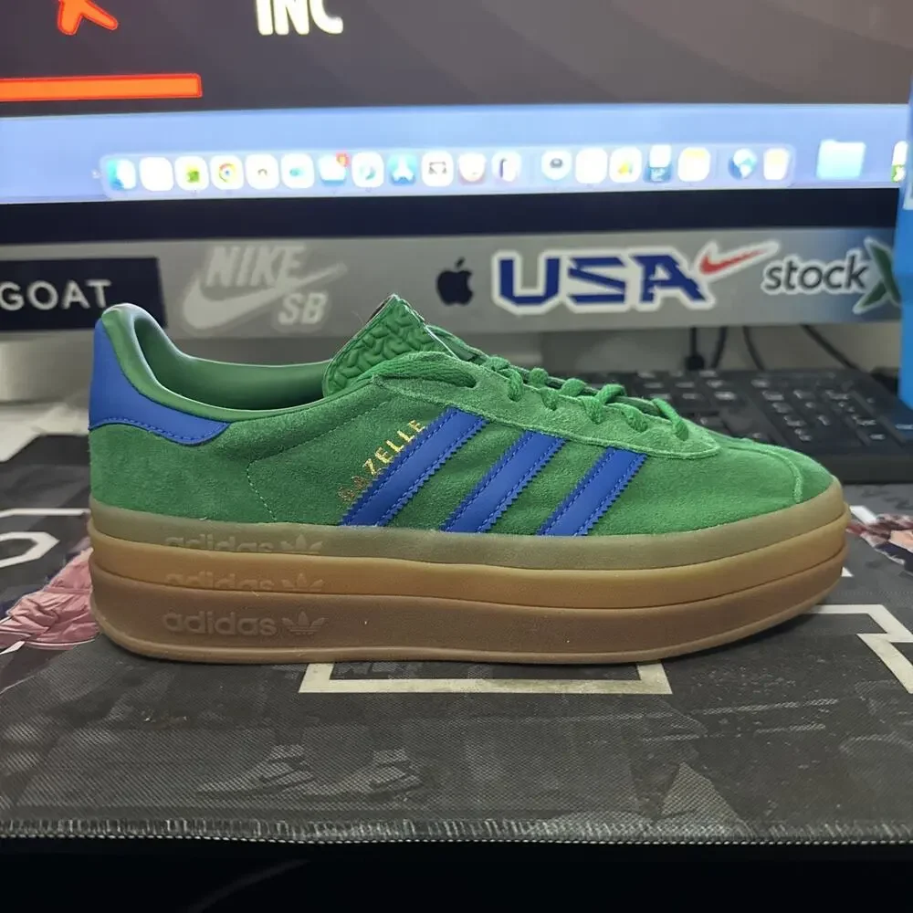 New Women's Size 7 Adidas Gazelle Bold Green Blue IE1370